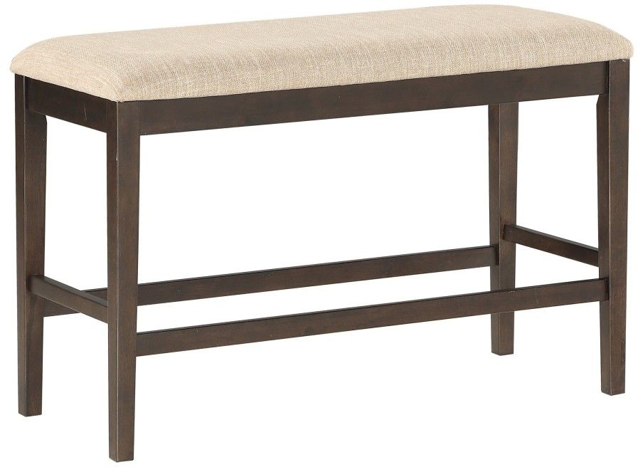 Counter Height Bench Oatmeal Upholstery Woven Fabric Island Seating