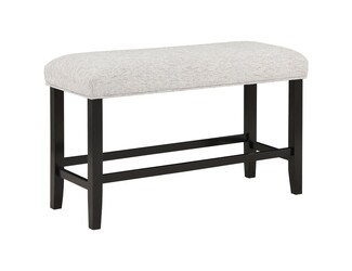Counter Height Bench Textured White Seat Backless Upholstered Bar Bench