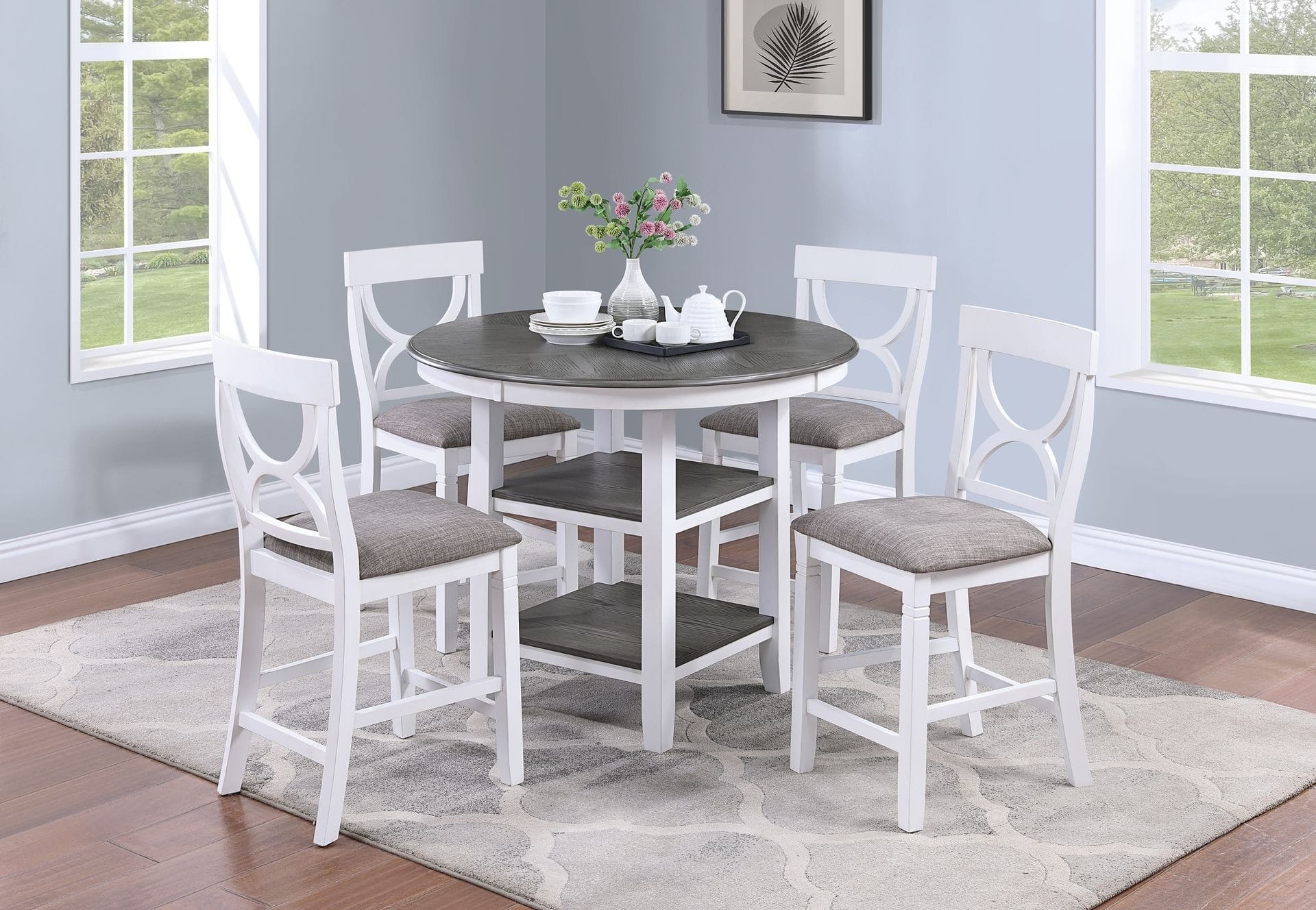 Counter Height Dining Set featuring Under Table Shelving