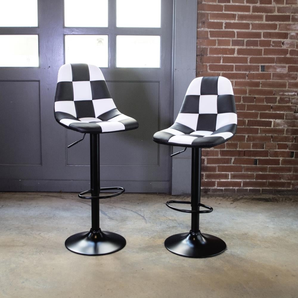 Counter Stool design with Checkered Pattern and Bucket Seat