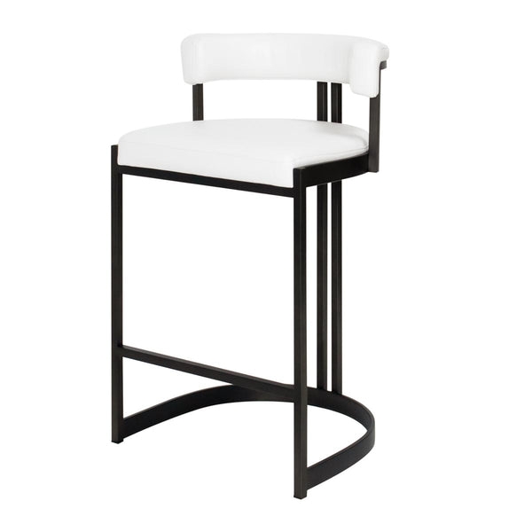 Counter Stool featuring Vertical Slats and Semicircular Base