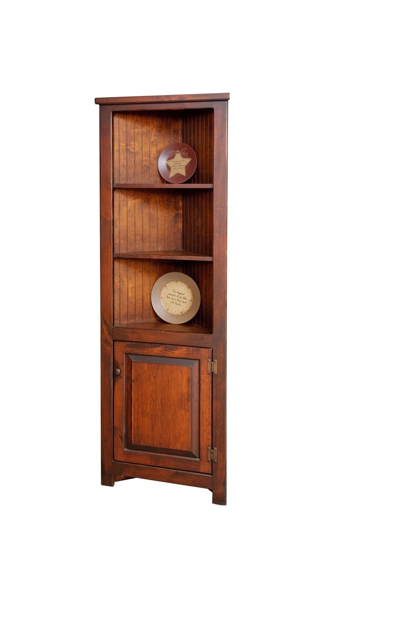 Country Cottage Corner Cupboard with Beadboard Back