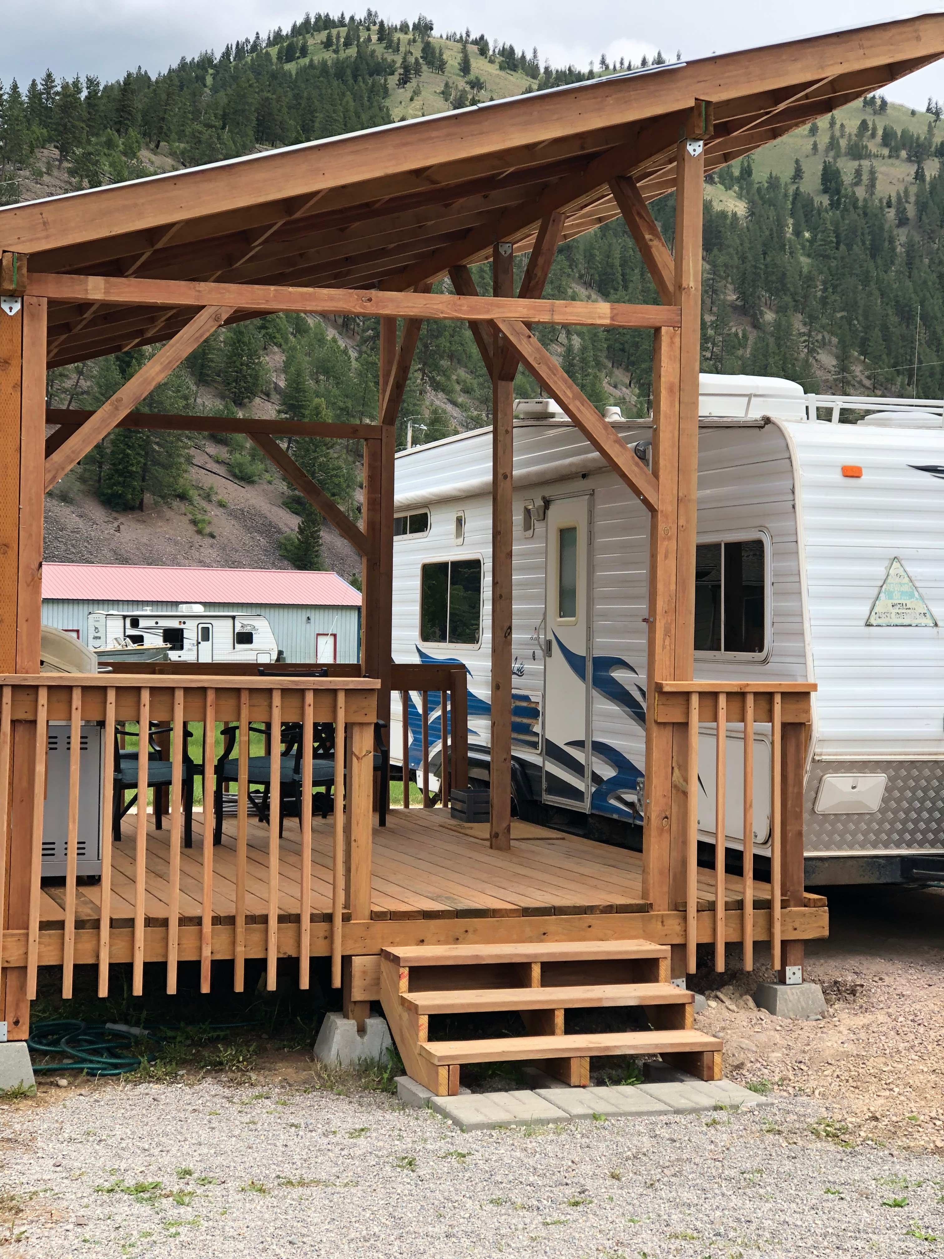 Covered Deck - Slanted Shed Roof Timber Frame Porch