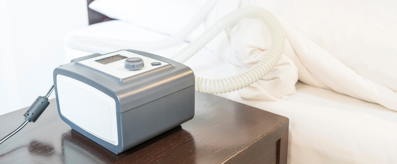 CPAP Machine: Bedside CPAP Setup with Corrugated Hose