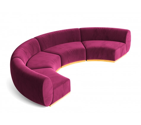 Crescent Sofa in Berry Velvet featuring Gold Base Modular Design