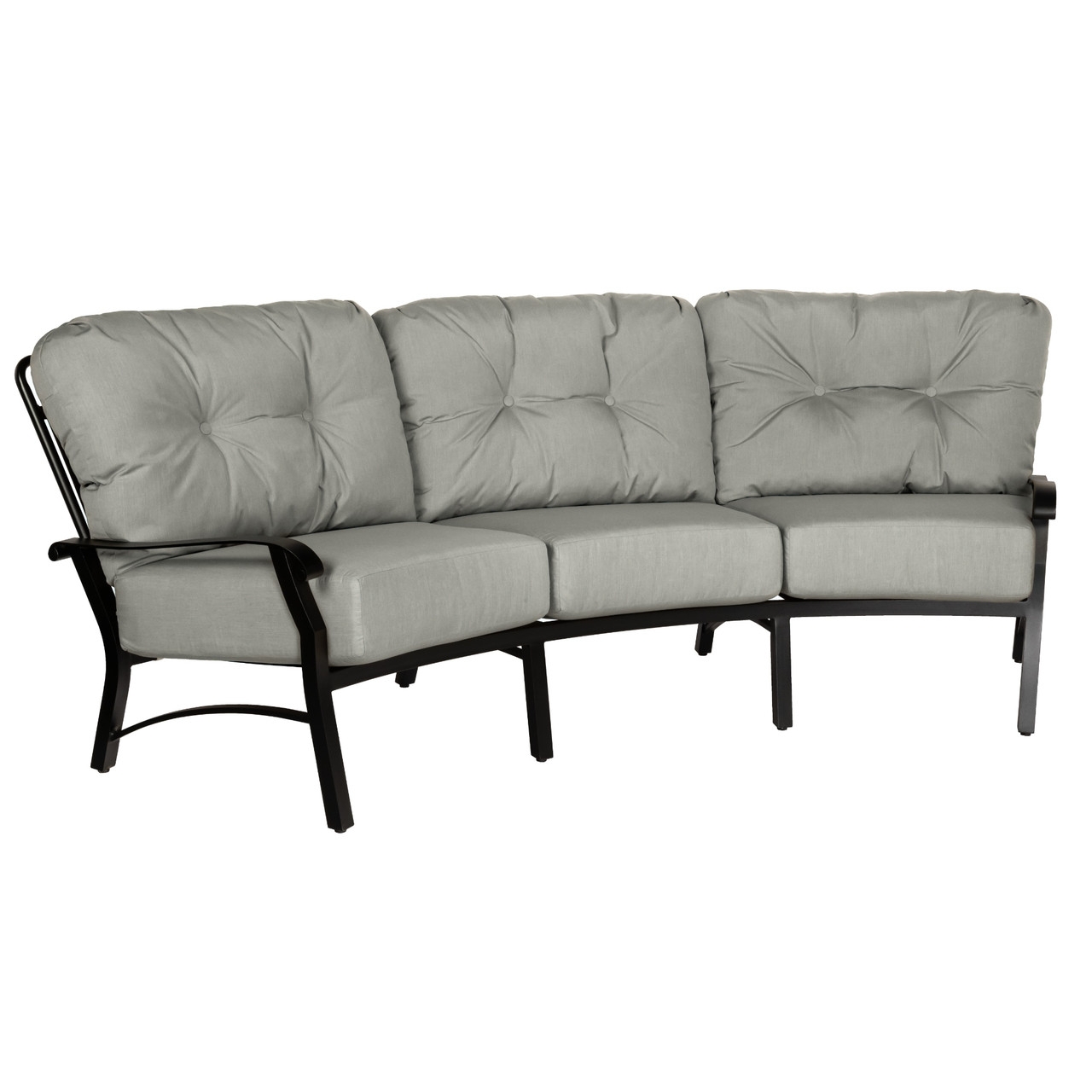 Crescent Sofa with Matte Black Frame and Button Tufting Detail
