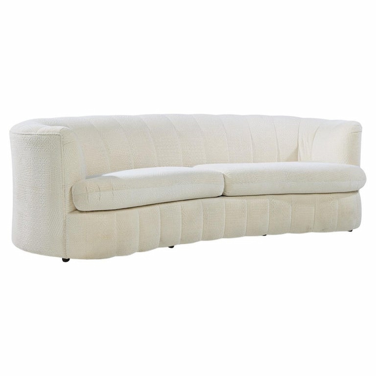 Crescent Sofa with Vertical Channeling and Off-White Textured Weave