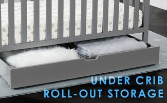 Crib Storage Trundle Slate Grey Finish with Recessed Handle