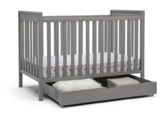 Crib With Trundle Charcoal Gray Roll-Out Storage Drawer