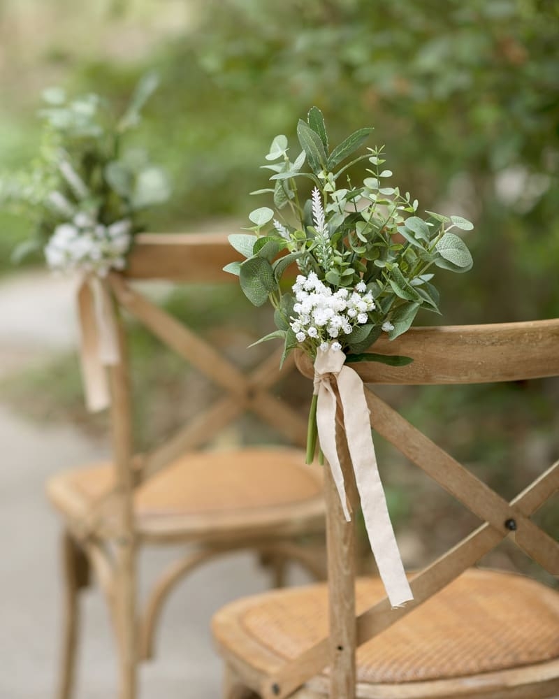 Cross Back Chair Eucalyptus Bouquet with Rattan Seat