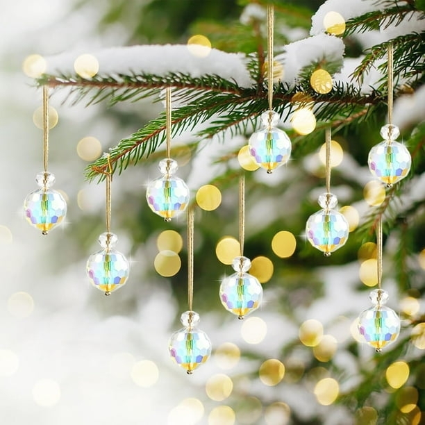 Crystal Ball Ornament Double Bead Design Faceted Prism Balls