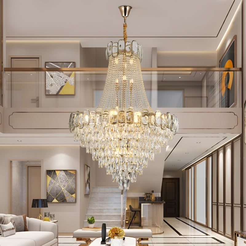 Crystal Chandelier Faceted Drops Grand Staircase Chandelier