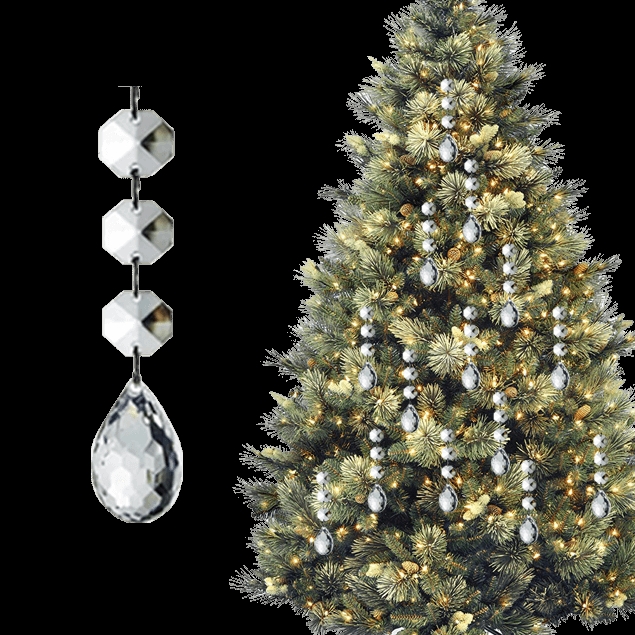 Crystal Ornament Octagonal Beads Clear Crystal Tree Ornaments