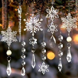 Crystal Ornaments Icicle Drop Set Winter Wonderland Crystals