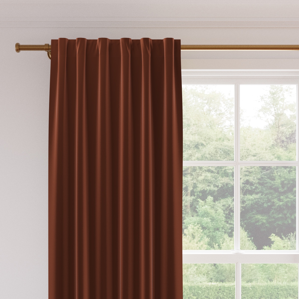 Curtain Panel Rust Performance Velvet Contemporary