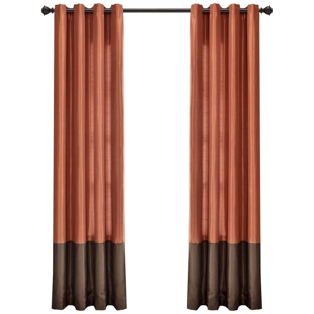 Curtain Panels Chocolate Brown and Rust Color Block