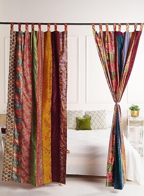 Curtain Panels: Sari Fabric Strips Jewel Tone Eclectic Decor