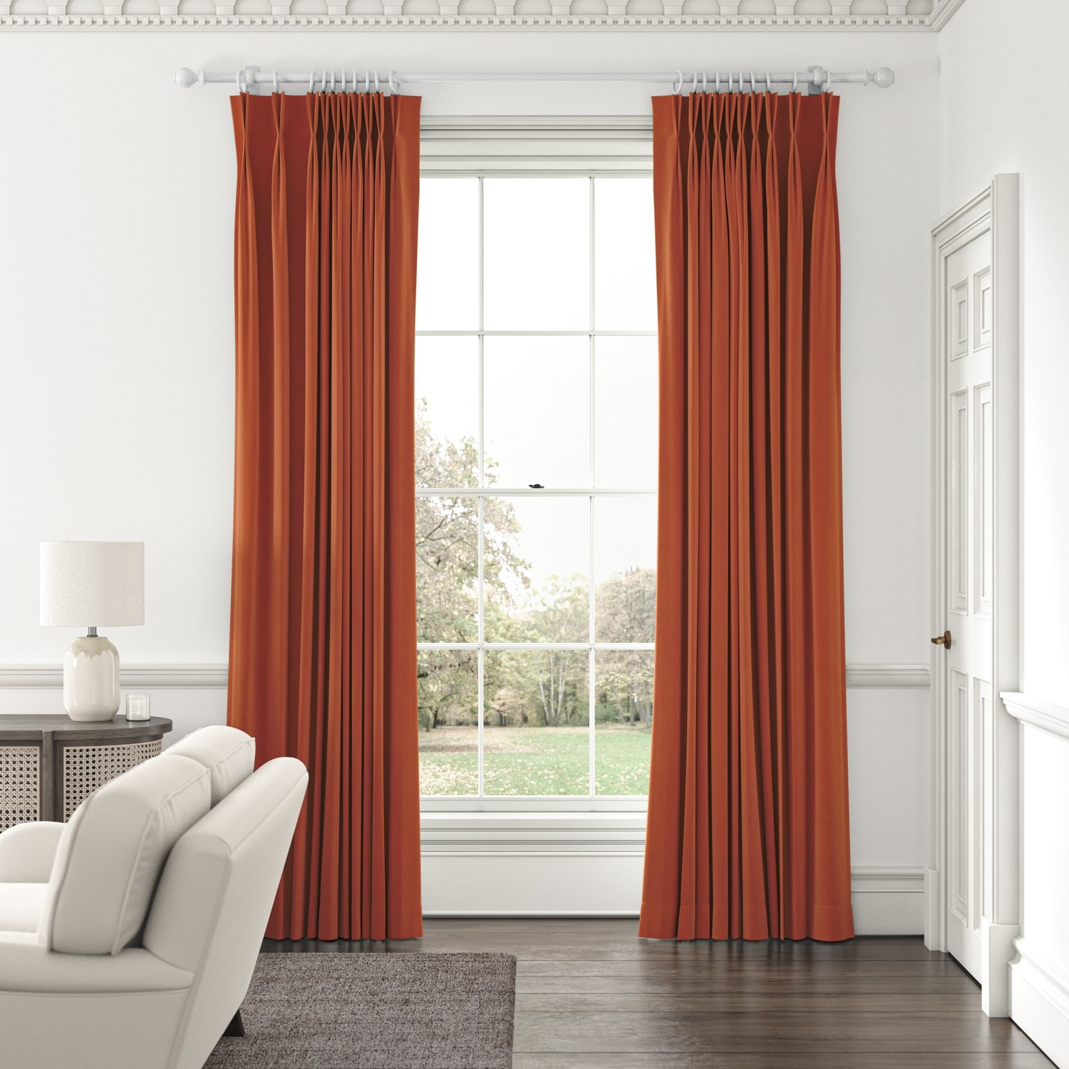 Curtains Burnt Orange Double Pinch Pleat Drapes