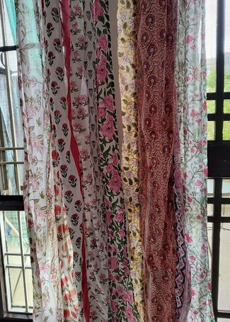 Curtains: Multi Floral Pattern Hand Block Textile Panels