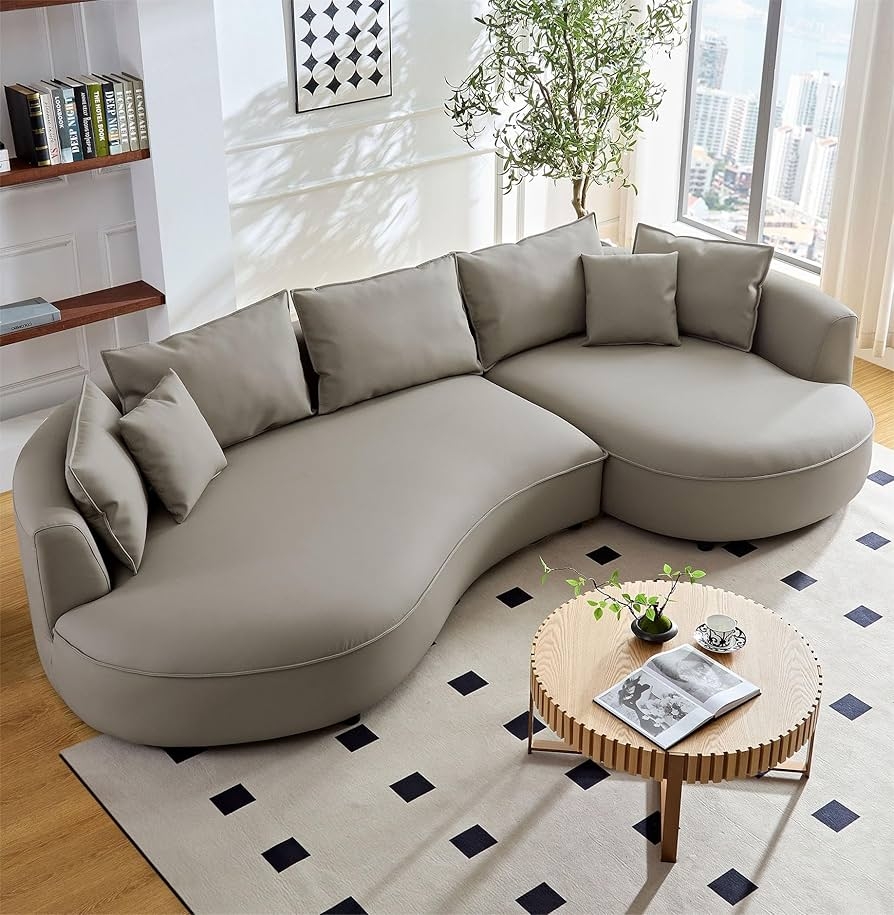 Curved Sectional Sofa Featuring an S-Curve Silhouette