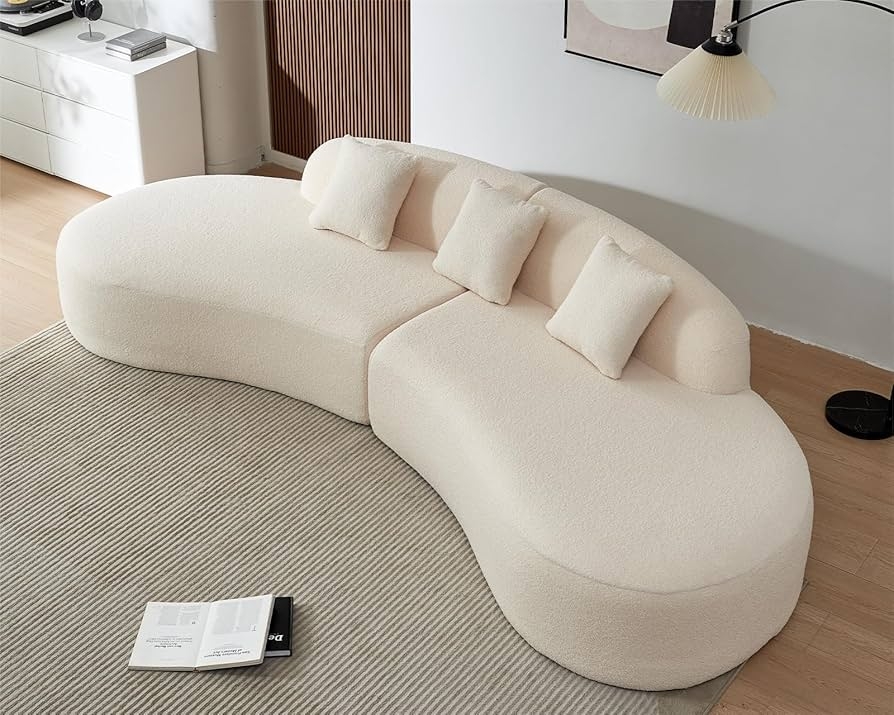 Curved Sectional Sofa showing Organic Shape and Boucle