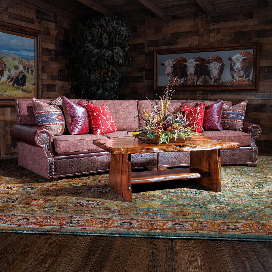 Curved Sectional Sofa: Western Curved Sofa with Quilted Base