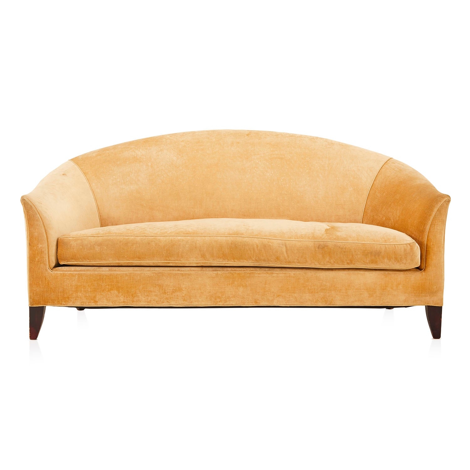 Curved Sofa Camelback Silhouette Gold Velvet Decor