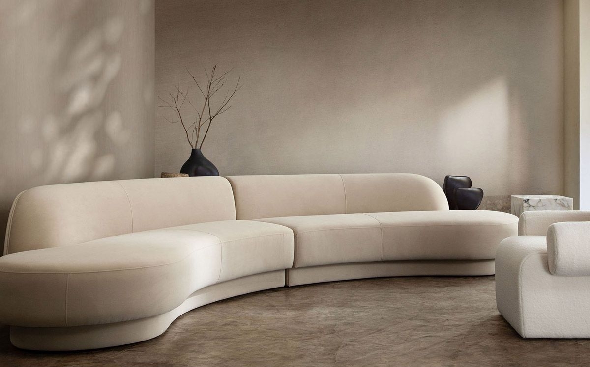 Curved Sofa Light Camel Organic Sectional Curve