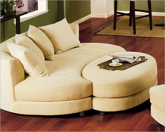 Curved Sofa with Nesting Ottoman and Crescent Shape