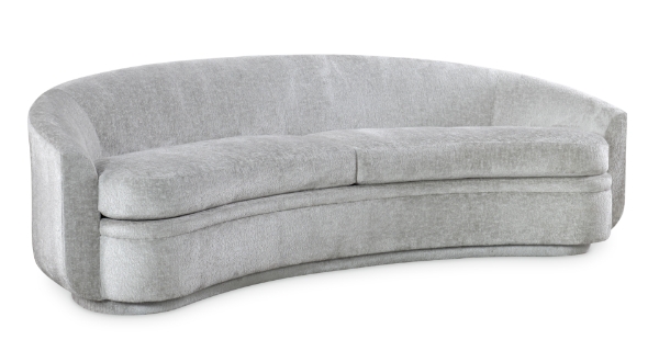 Curved Sofa with Split Bench Seat and Tight Back Silver Upholstery
