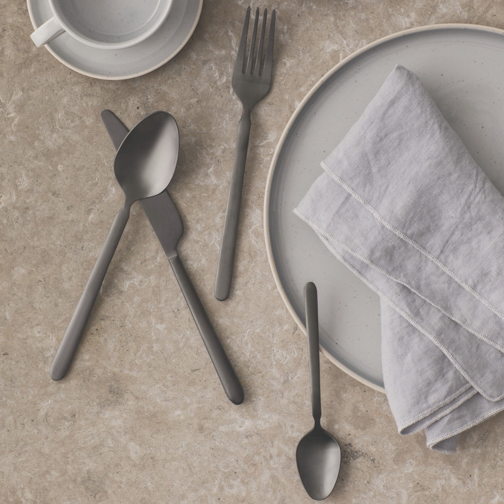Cutlery Set Matte Black Finish with Slim Slender Handles