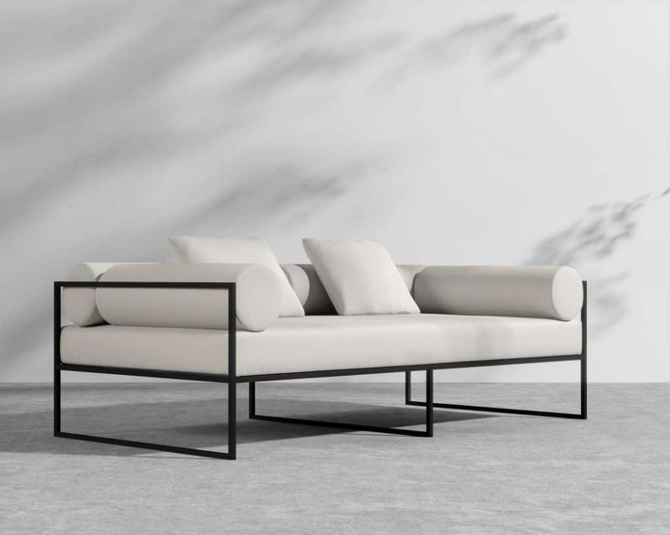 Daybed Bolster Cushions and Matte Black Frame