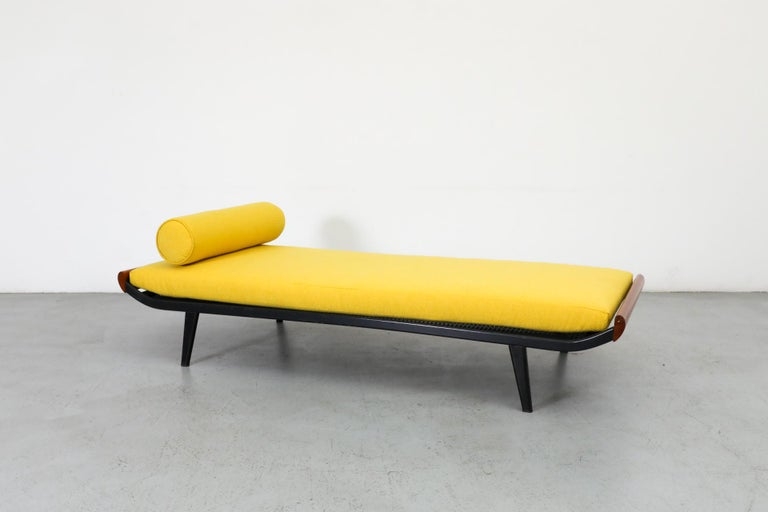 Daybed: Bolster Pillow and Yellow Mid-Century Lounge
