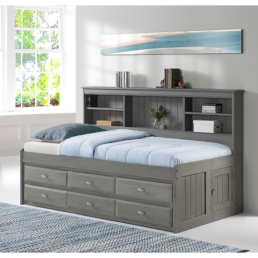 Daybed Charcoal Wood Finish Twin Daybed With Bookcase