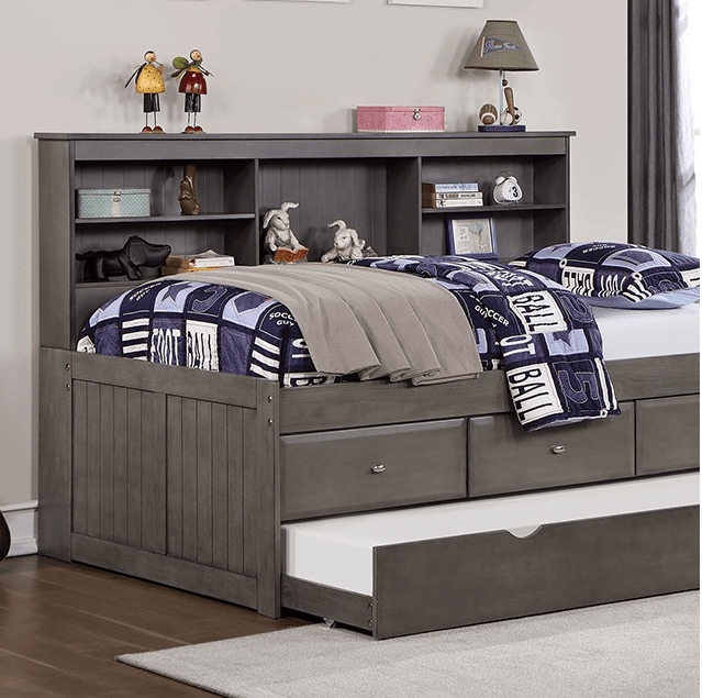 Daybed Dark Slate Plank Paneling Twin Trundle Bed