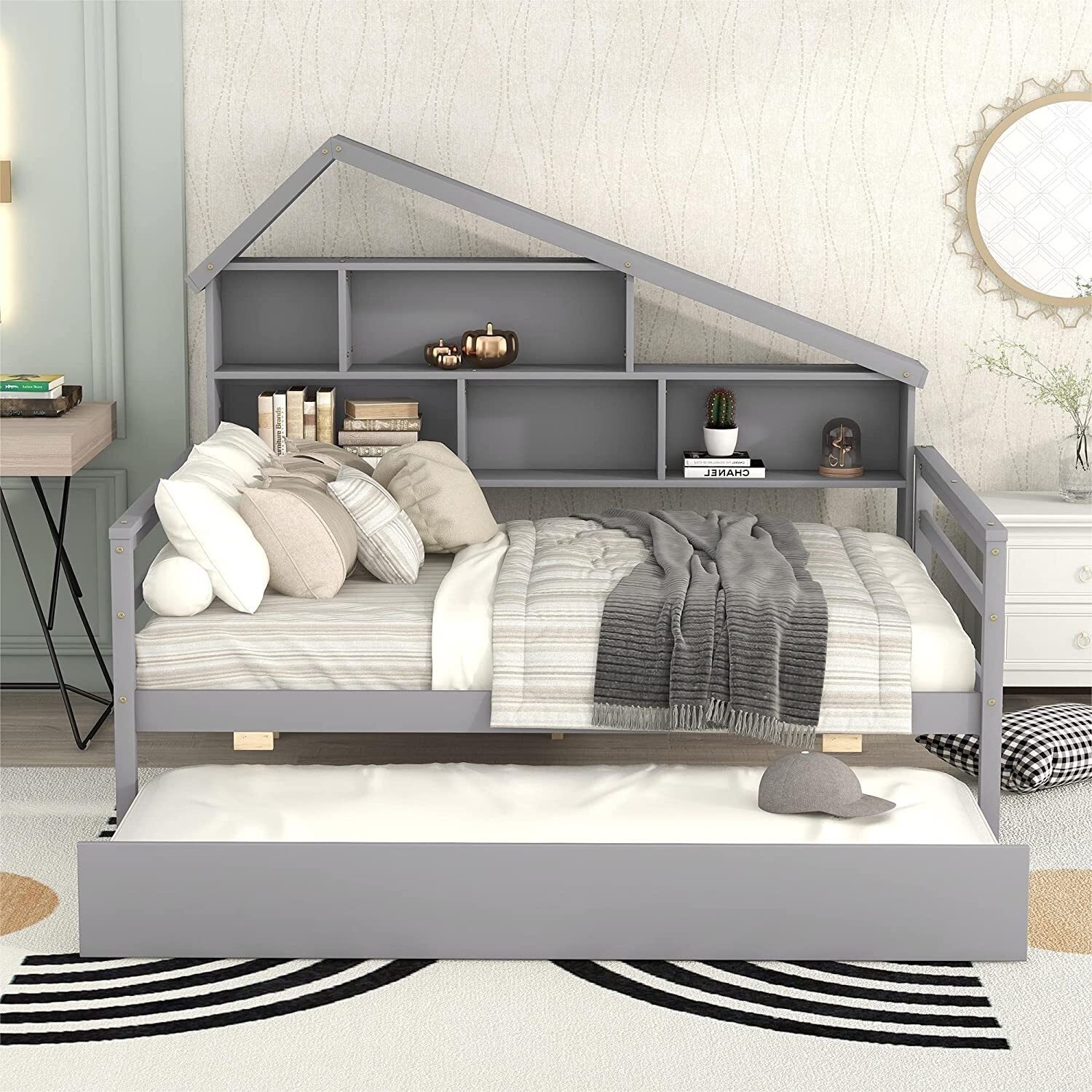 Daybed House Shaped Headboard Matte Scandinavian Bed