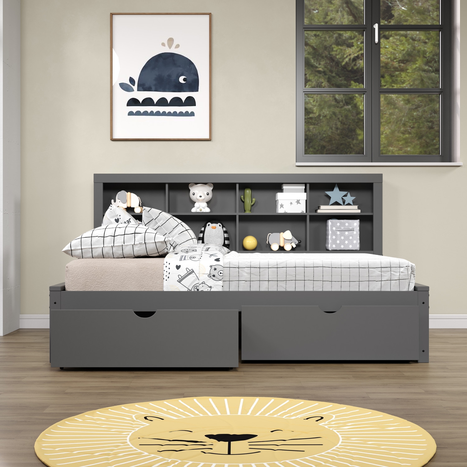 Daybed Matte Charcoal Charcoal Grey Kids Furniture