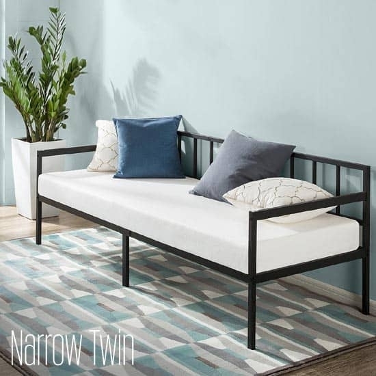 Daybed: Slatted Metal Frame and Narrow Twin Seating