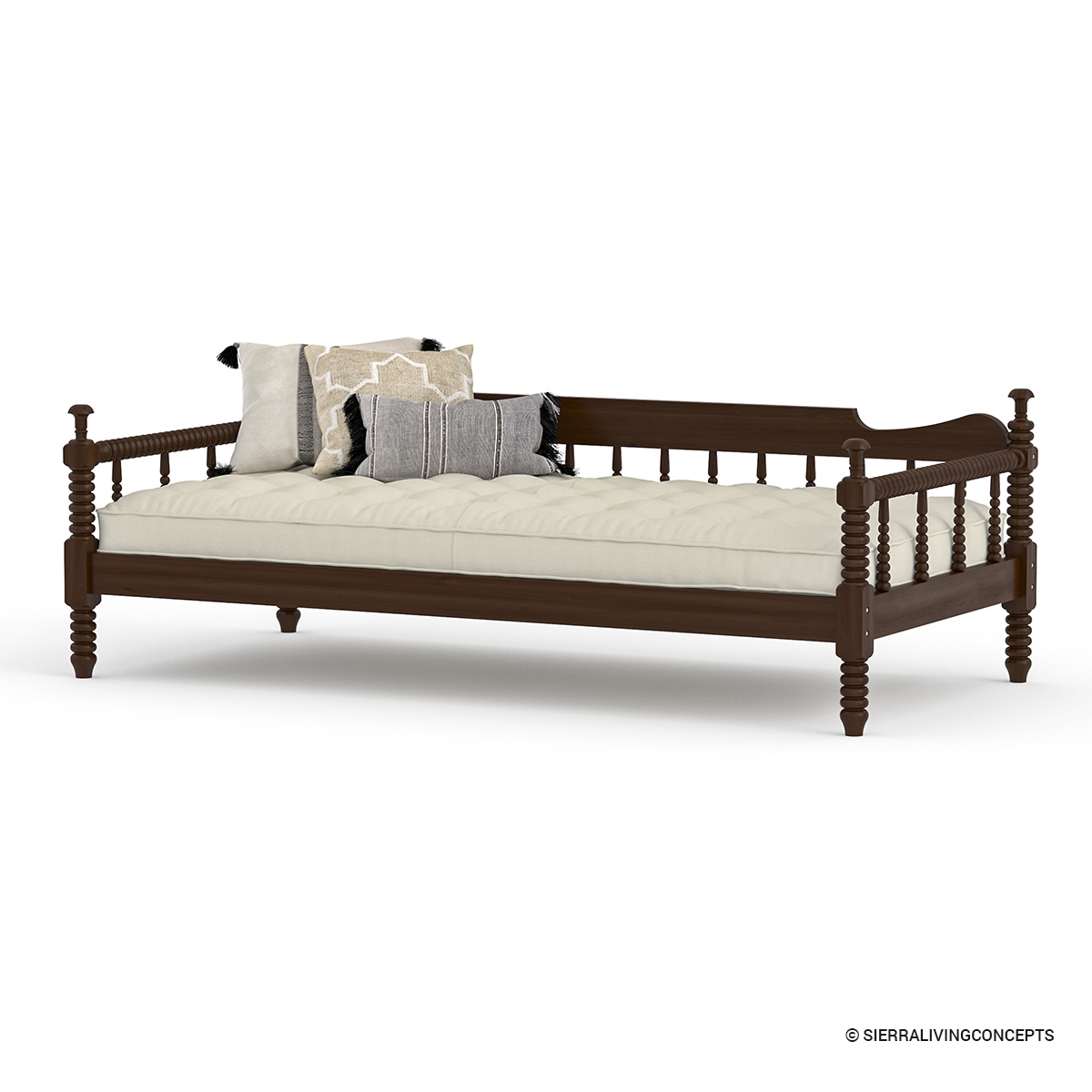 Daybed: Spindle Railings and Dark Walnut Wood Sofa
