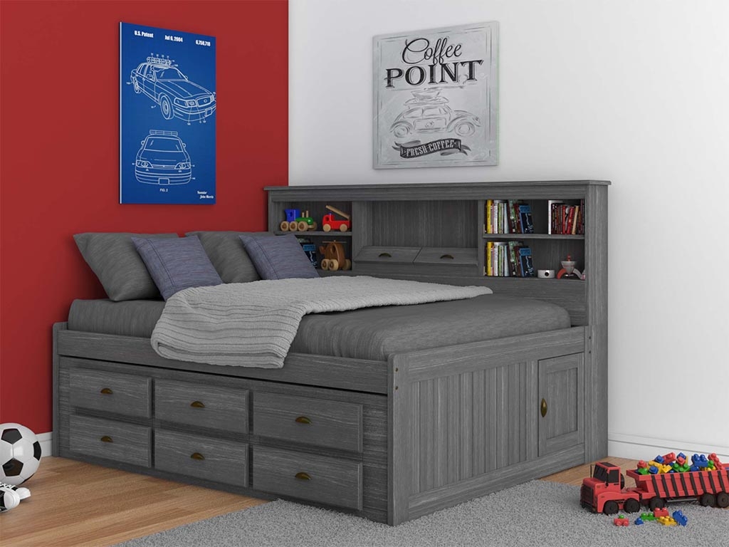 Daybed Weathered Gray Six Storage Drawers Gray Bed
