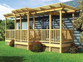 Deck Porch Curved Rafter Tails Pergola Deck With Railing