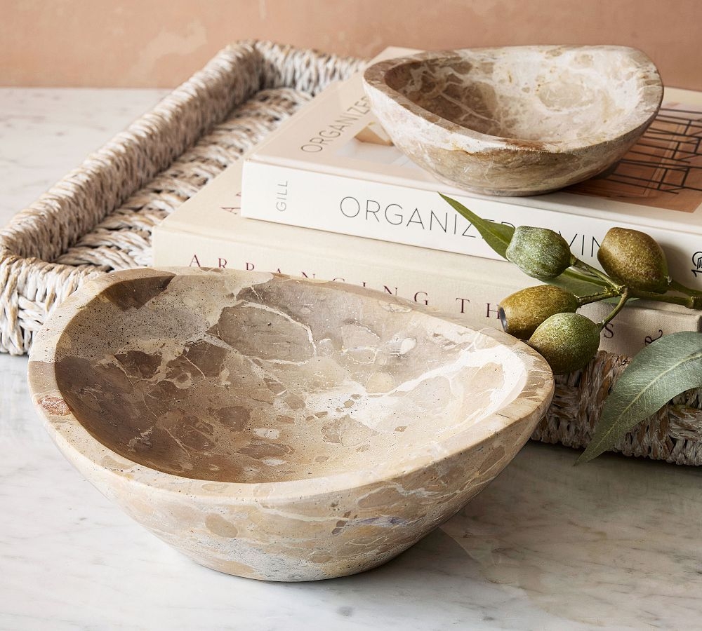 Decorative Bowl Organic Shape Brecciated Stone Catchall