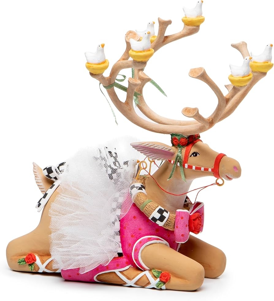 Decorative Figurine: Antler Bird Nests Tutu Reindeer Mantel Sculpture