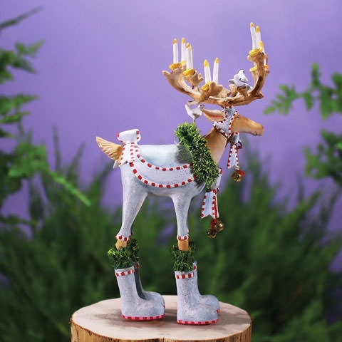 Decorative Figurine: Pale Blue Body Candle Antler Reindeer