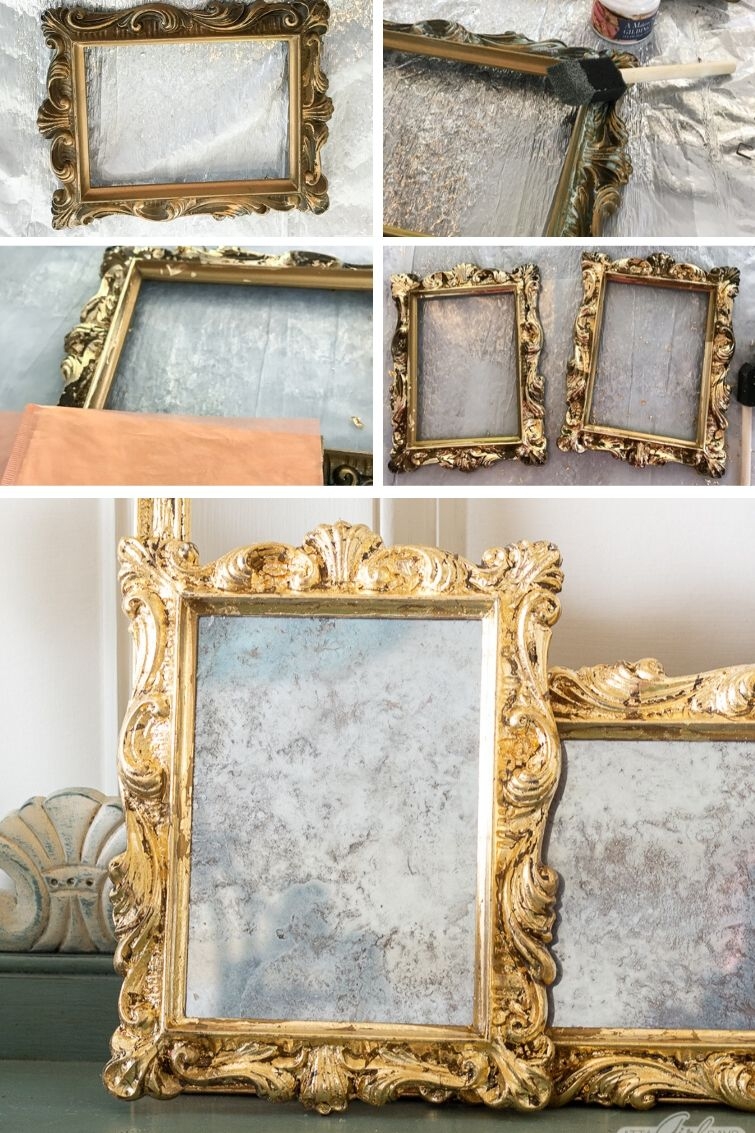 Decorative Mirror Mercury Glass Effect Gilded Scrollwork