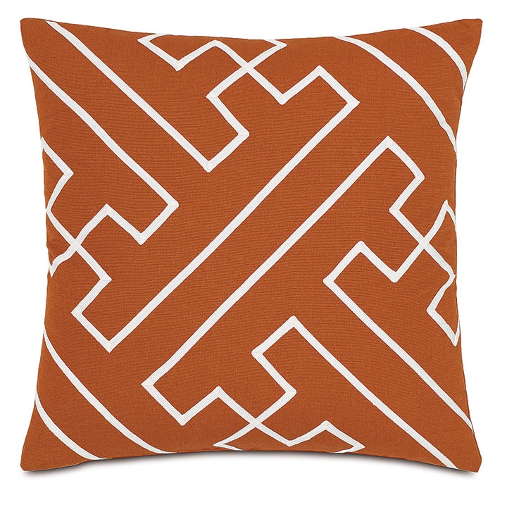 Decorative Pillow Geometric Fretwork Diagonal Pattern Maze
