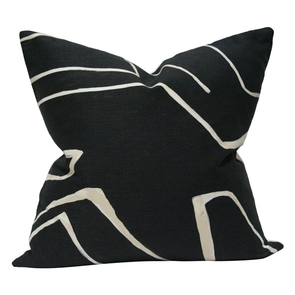 Decorative Pillow: Gestural Onyx Black Graffito Pillow