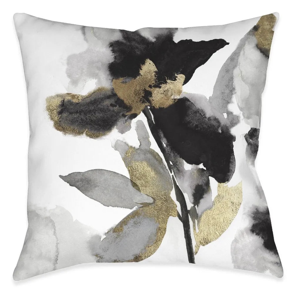 Decorative Pillow with Watercolor Petal Design Ink Wash
