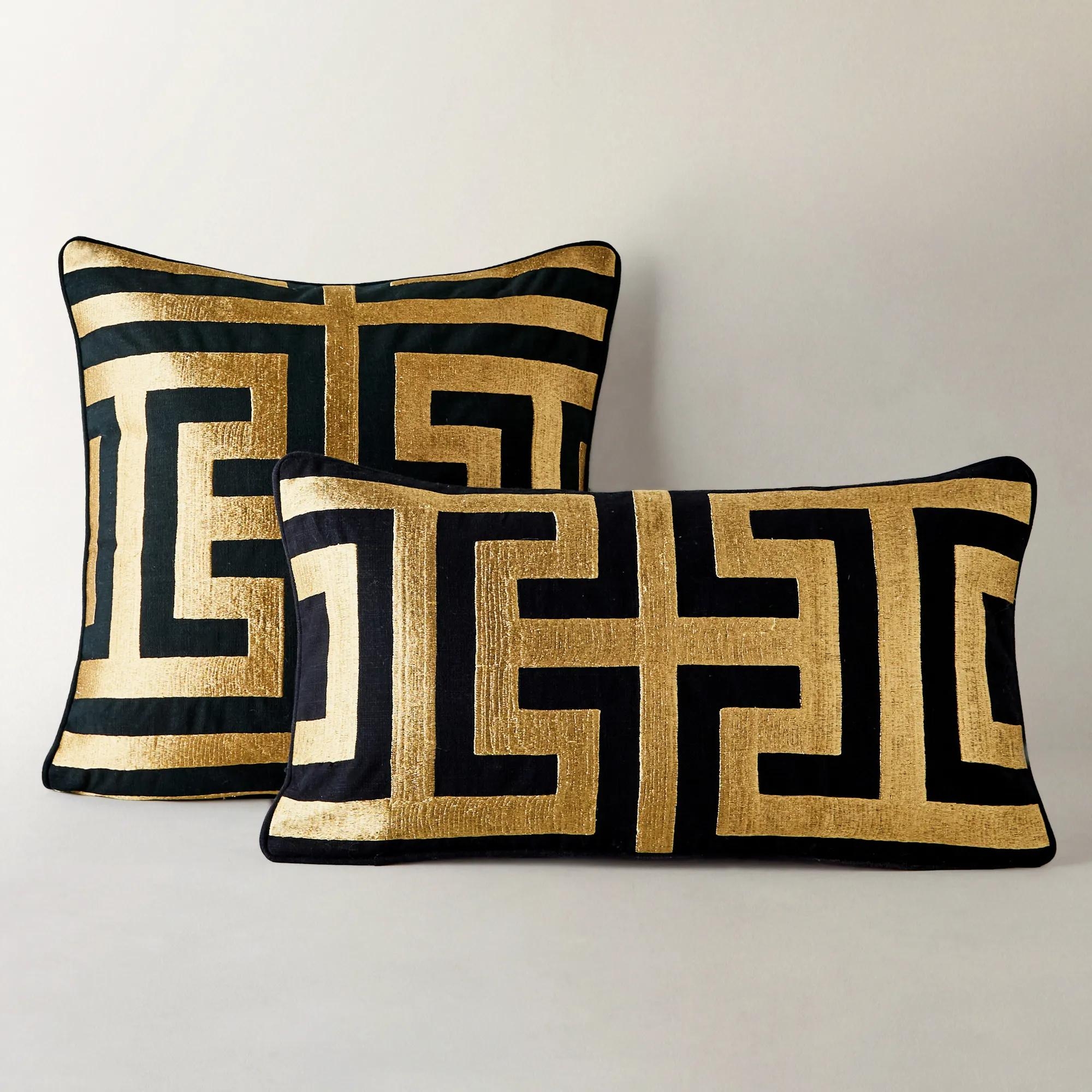 Decorative Pillows with Modern Greek Key Fretwork