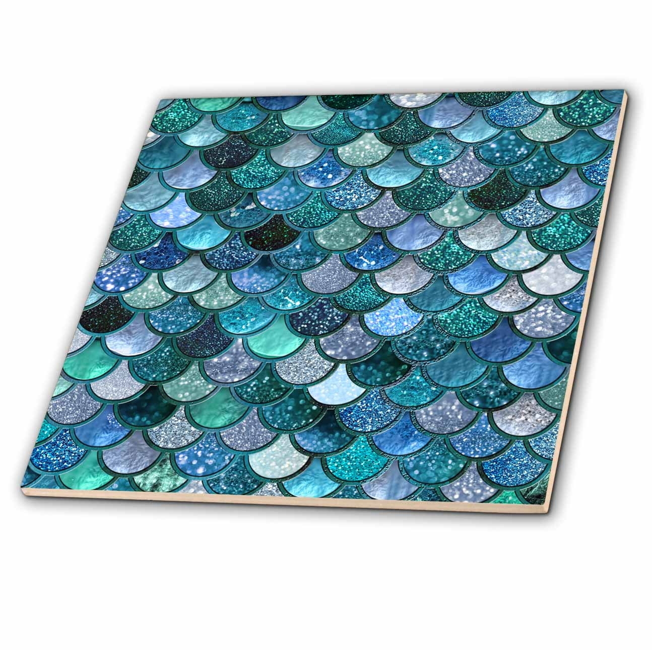 Decorative Tile Glossy Glitter Mermaid Scale Tile Decor